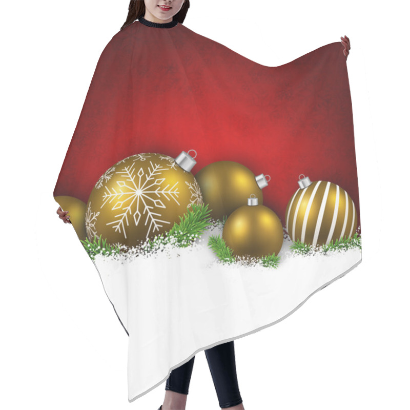 Personality  Winter Background With Christmas Balls.  Hair Cutting Cape