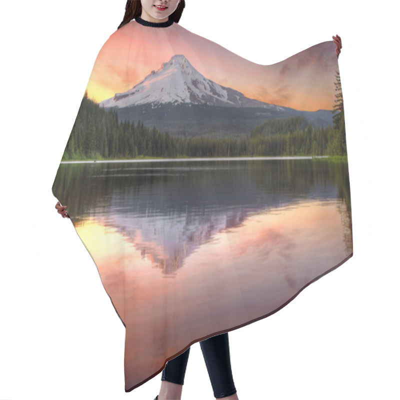 Personality  Reflection Of Mount Hood On Trillium Lake At Sunset Hair Cutting Cape