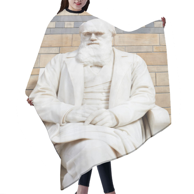 Personality  Charles Darwin White Marble Statue In Natural History Museum In London Hair Cutting Cape