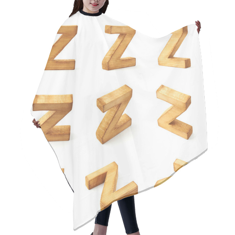 Personality  Nine Block Wooden Letters Z Hair Cutting Cape