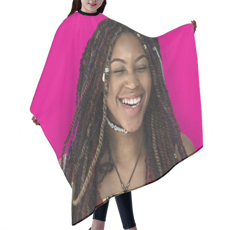 Personality  African Woman With Dreadlocks Laughing Hair Cutting Cape