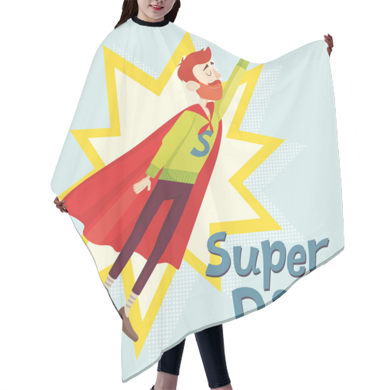 Personality  Super Dad. Fathers Day Greeting Card. Vector Illustration Hair Cutting Cape