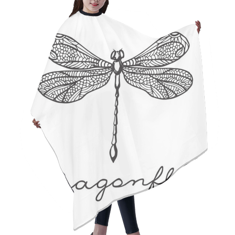 Personality  Hand Drawn Dragonfly With Doodle Drawn Wings Hair Cutting Cape