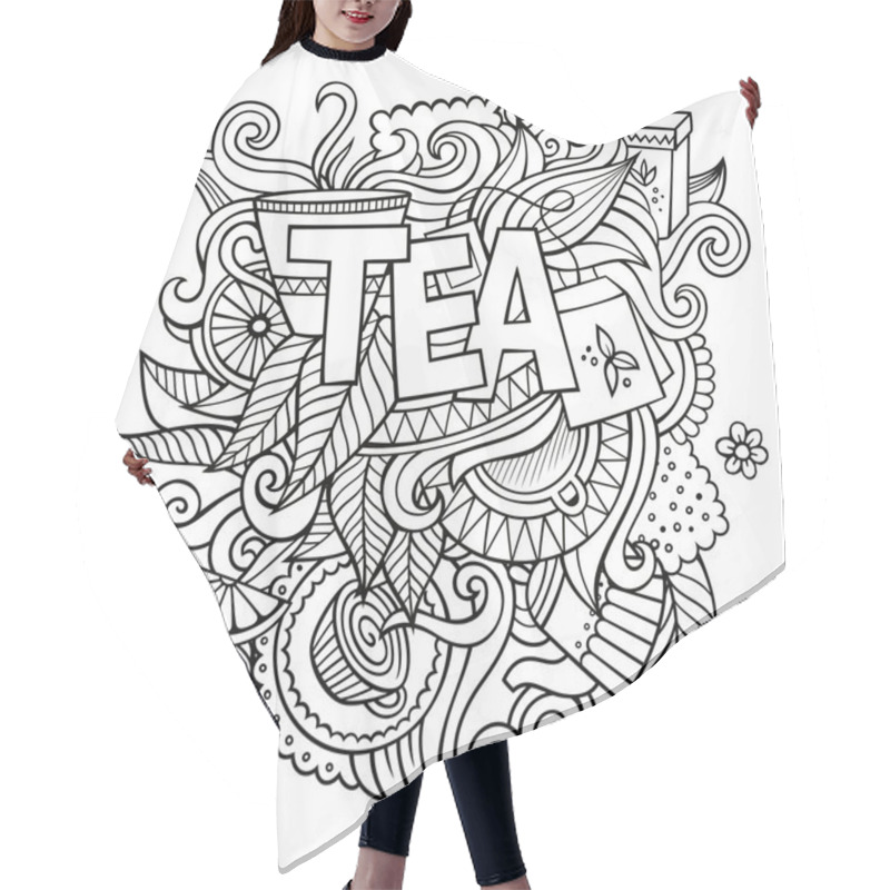 Personality  Tea Hand Lettering And Doodles Elements Background Hair Cutting Cape