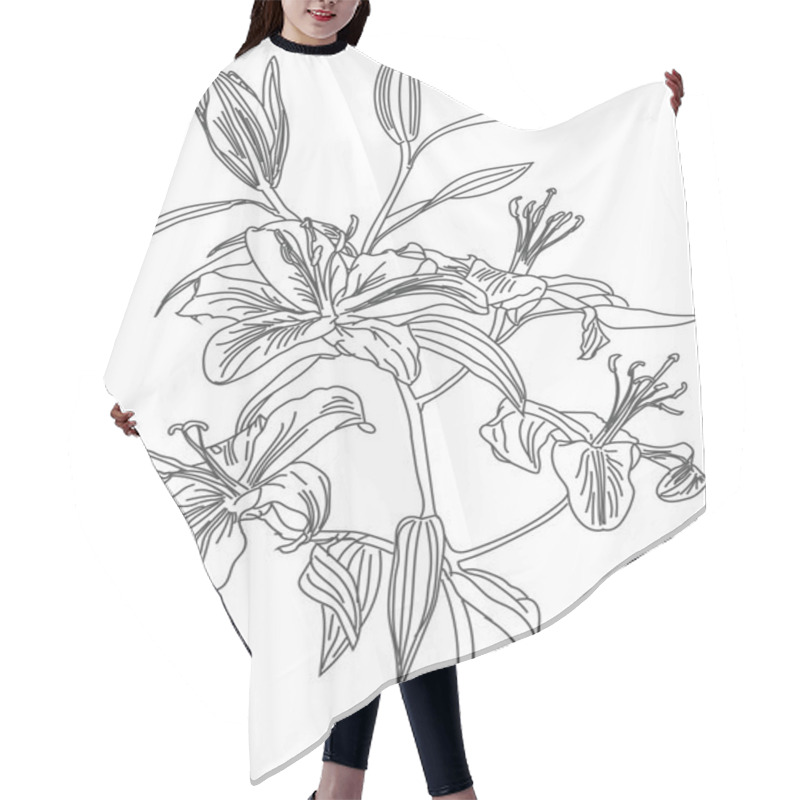 Personality  Flowers And Flower Silhouettes Drawn By Line Hair Cutting Cape