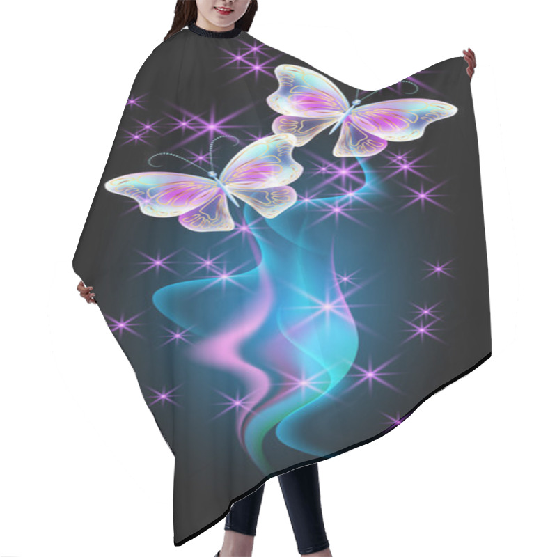 Personality  Butterflies With Glowing Firework Hair Cutting Cape