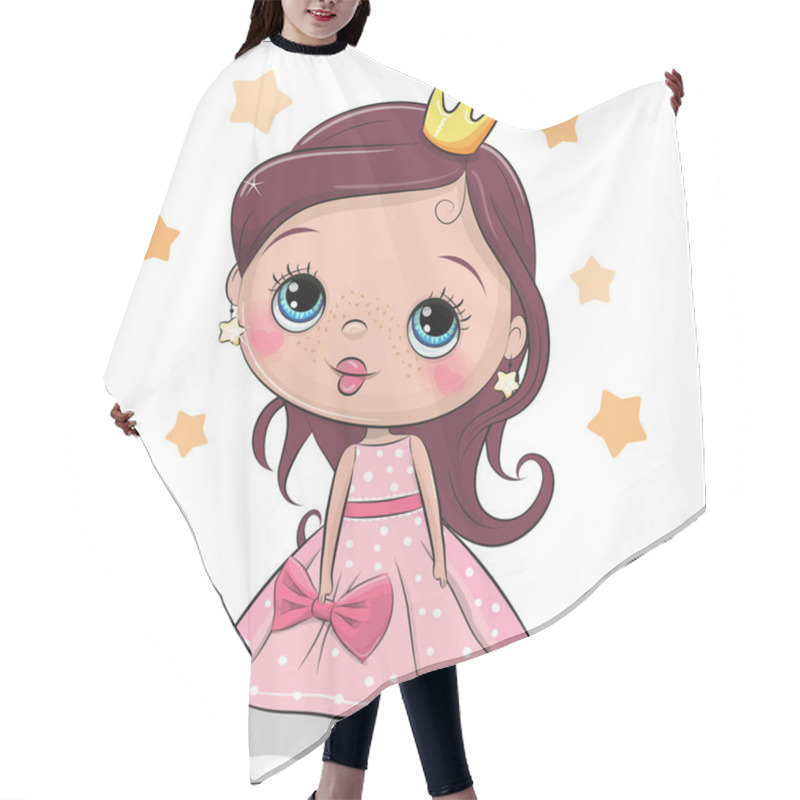 Personality  Greeting Card With Cute Cartoon Fairy Tale Princess On A Stars Background Hair Cutting Cape