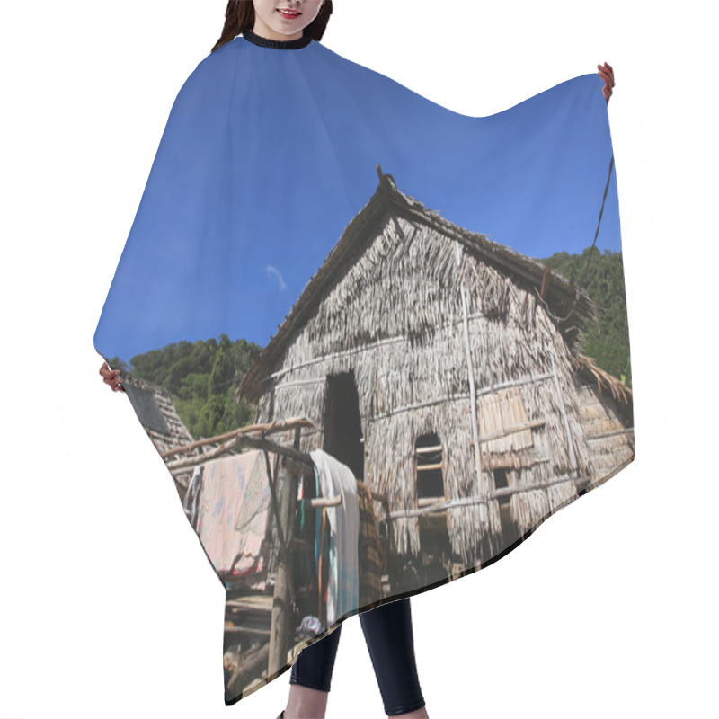 Personality  Islander, Morgan, Tradition House Against Blue Sky  Hair Cutting Cape