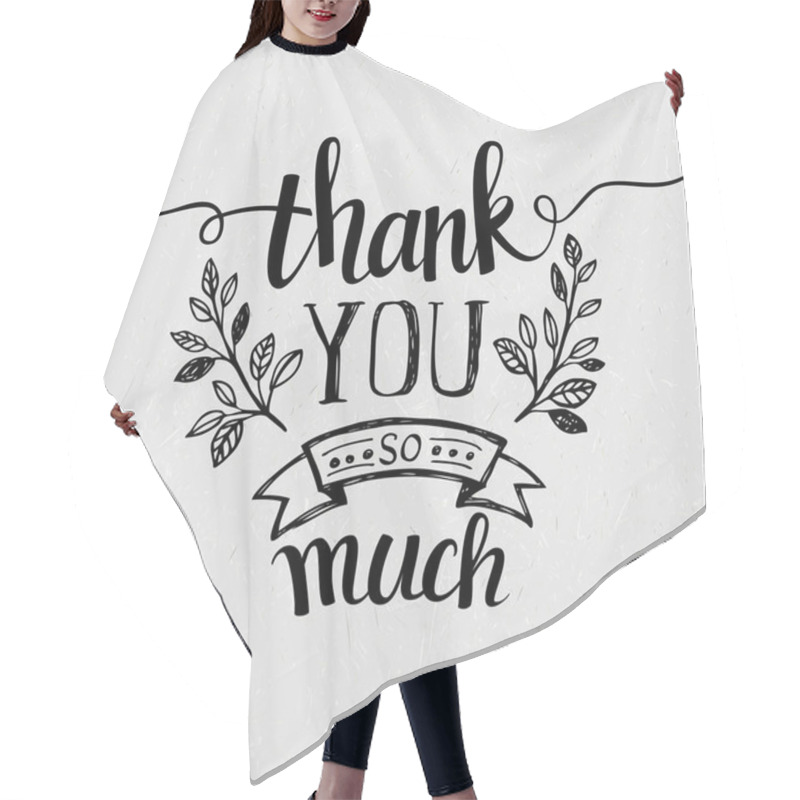 Personality  Lettering Thank You. Vector Illustration Hair Cutting Cape