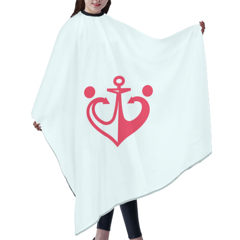 Personality  Love Anchor Logo Design Vector Illustration Hair Cutting Cape