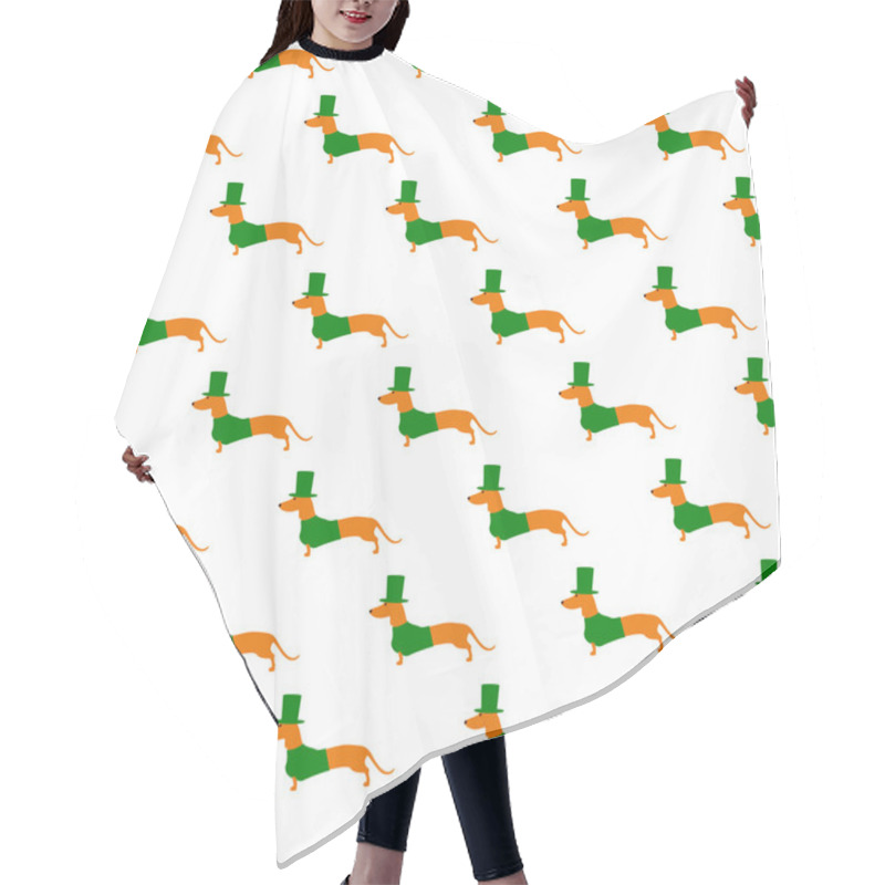 Personality  Pattern With Dachshund In St Patricks Day Suit Hair Cutting Cape