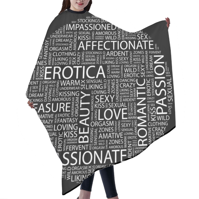 Personality  EROTICA. Word Collage Hair Cutting Cape