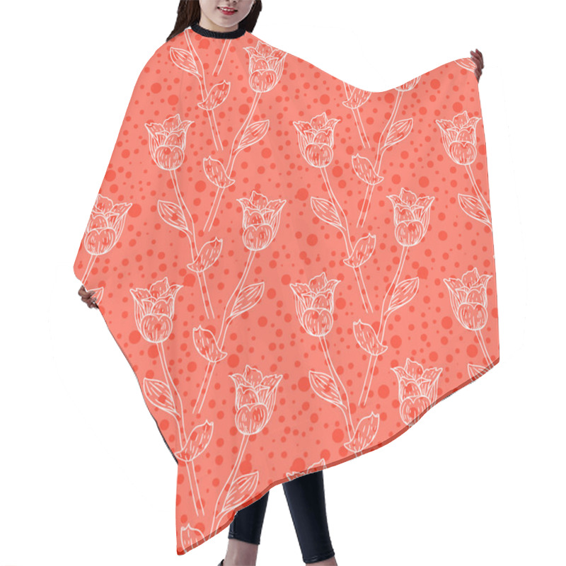 Personality  Seamless Floral Pattern With Tulips Hair Cutting Cape