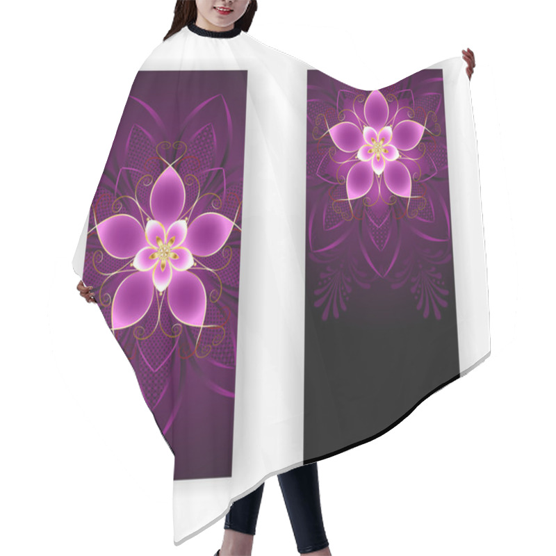 Personality  Two Banners With Pink Flower Hair Cutting Cape