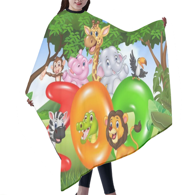 Personality  Word Zoo With Cartoon Wild Animal Africa Hair Cutting Cape