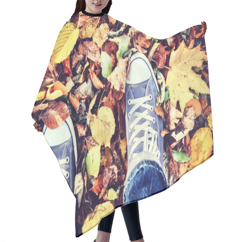 Personality  Teenager In Autumn Park Hair Cutting Cape