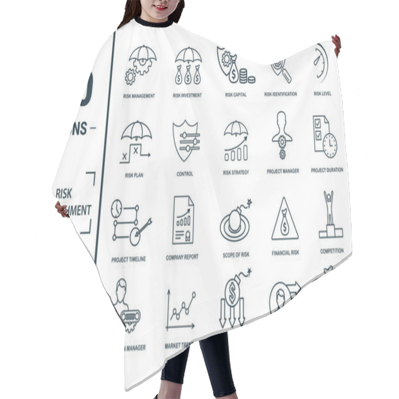 Personality  Risk Management Icon Set. Include Creative Elements Risk Management, Risk Capital, Risk Plan, Project Manager, Project Timeline Icons. Can Be Used For Report, Presentation, Diagram, Web Design Hair Cutting Cape