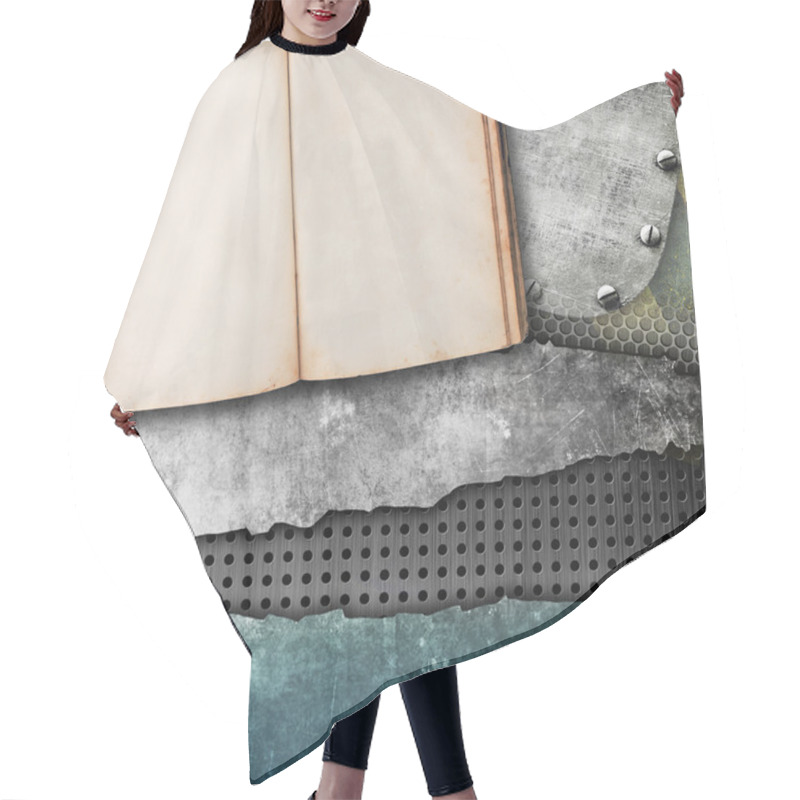 Personality  Grunge Background With Open Book Hair Cutting Cape