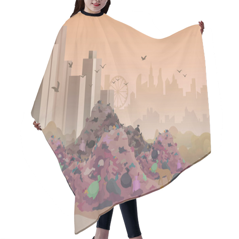 Personality  City Landfill Flat Vector Illustration Hair Cutting Cape