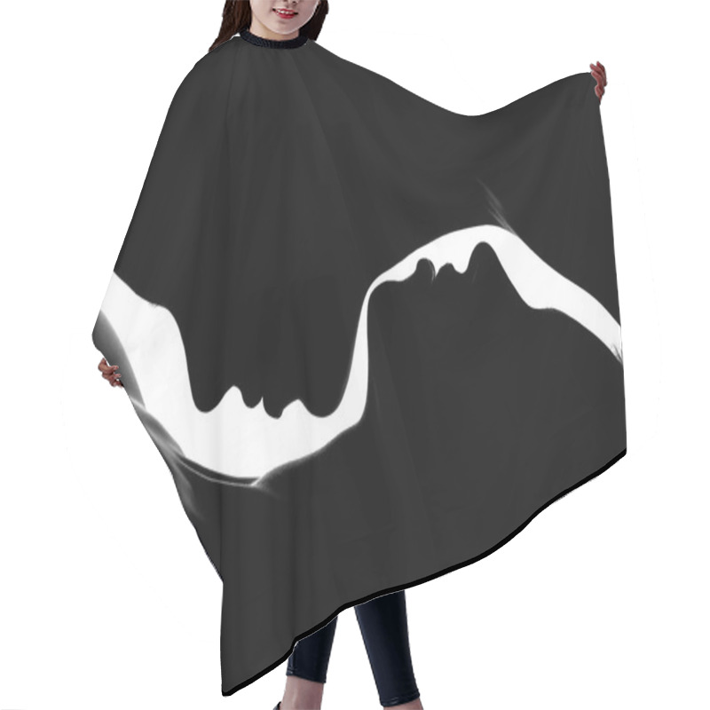 Personality  Two Women Silhouettes Hair Cutting Cape