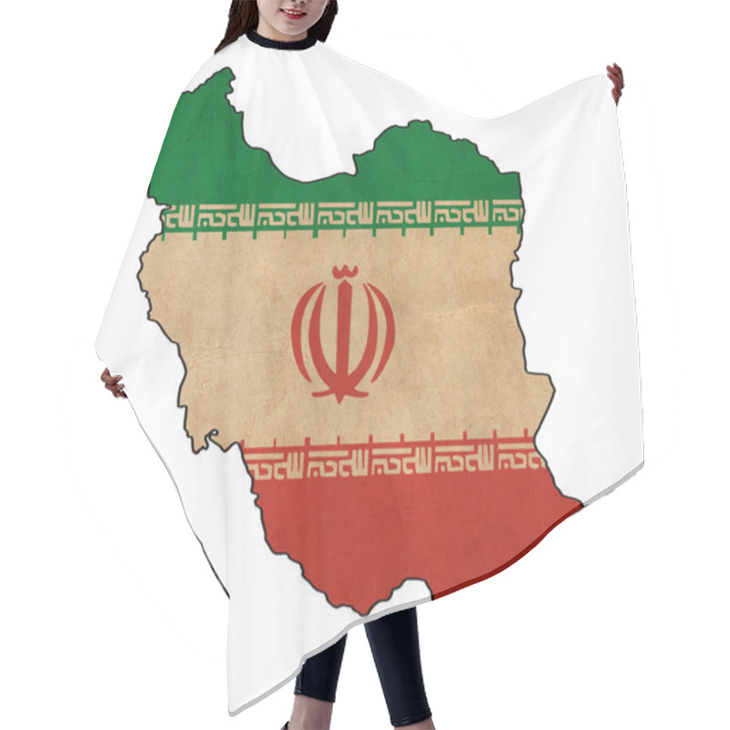 Personality  Iran Map On Iran Flag Drawing ,grunge And Retro Flag Series Hair Cutting Cape