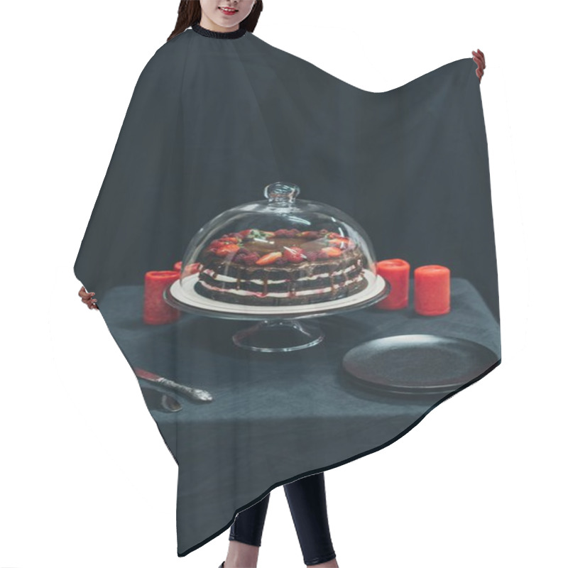 Personality  Cake And Red Candles Hair Cutting Cape