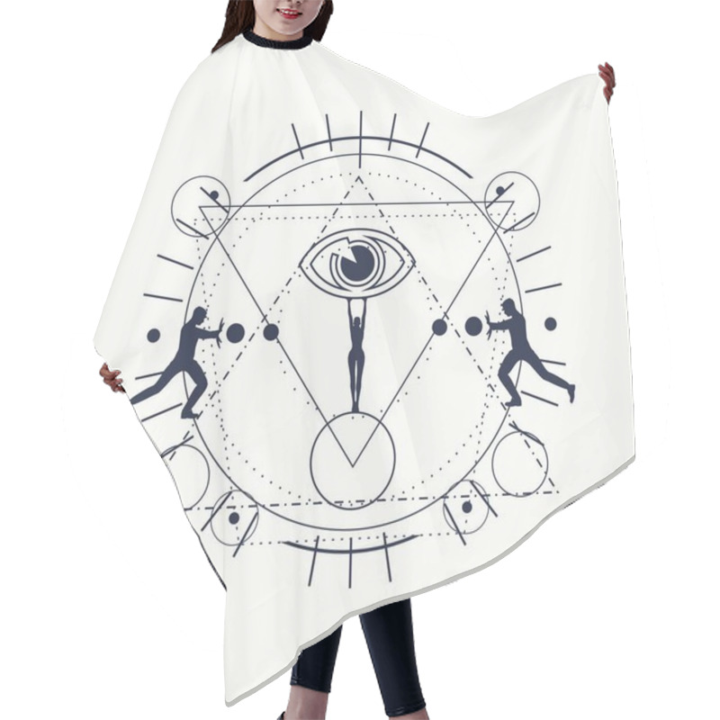 Personality  Esoteric Mystical Symbols Hair Cutting Cape