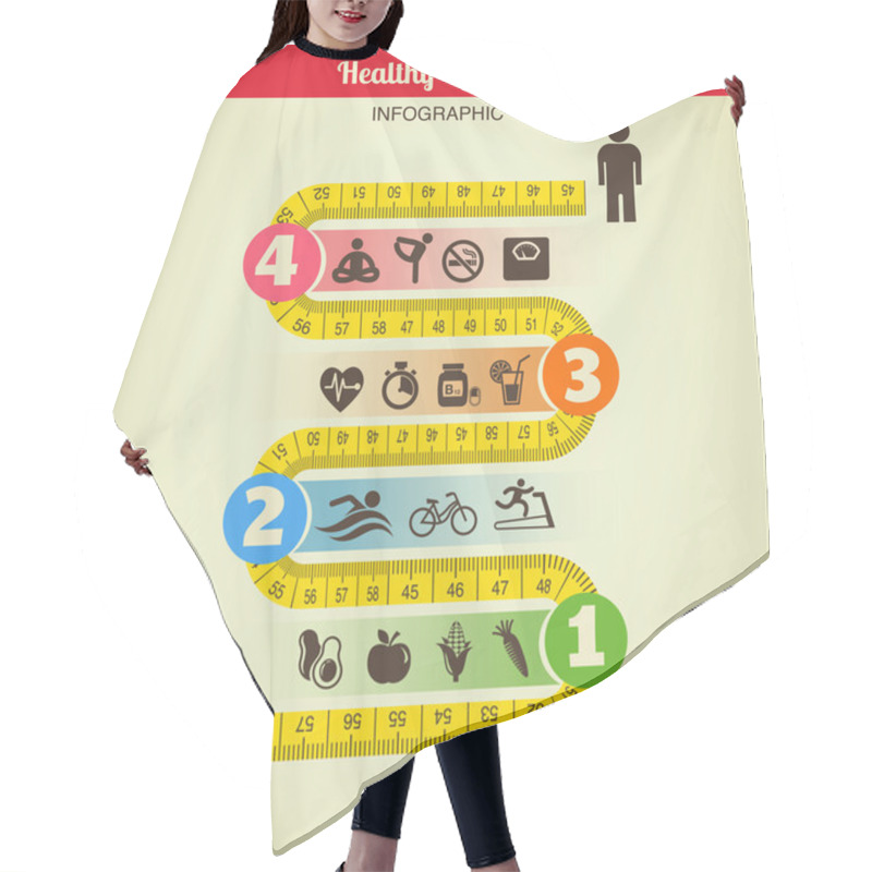 Personality  Fitness And Diet Infographic With Measure Tape Hair Cutting Cape