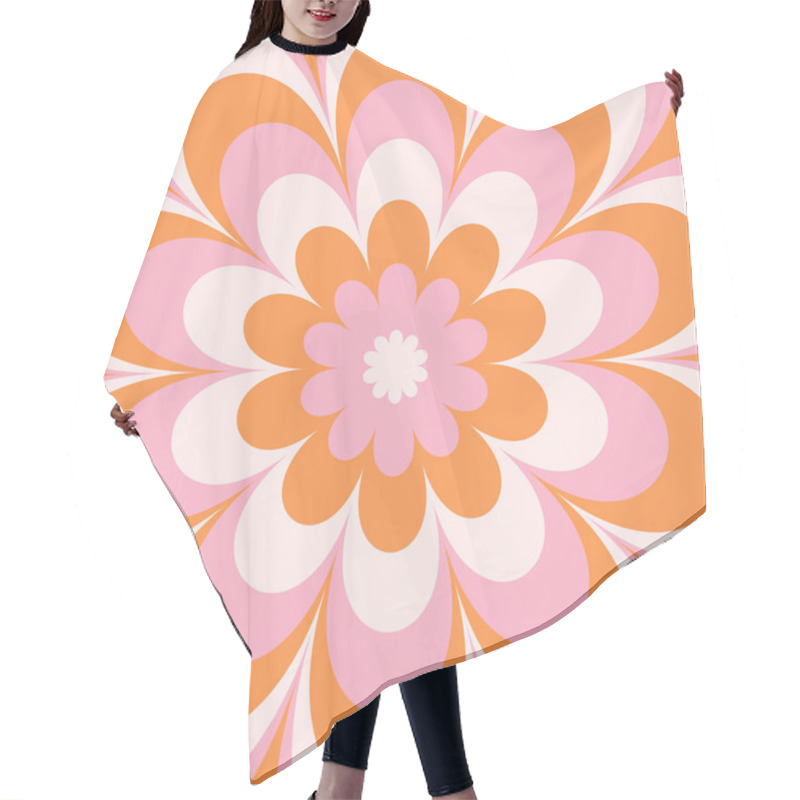 Personality  Groovy Hippie 70s Background. Wavy Twirl Pattern With Daisy Flowers. Twisted And Distorted Vector Texture In A Trendy Retro Psychedelic Style. Y2k Aesthetic. Hair Cutting Cape