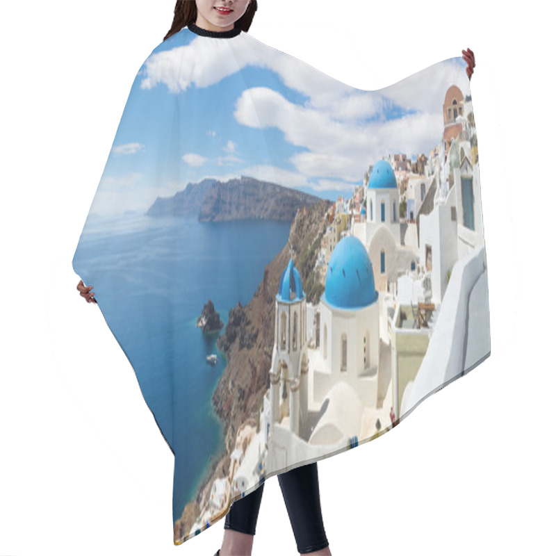 Personality  Panoramic View Of The Oia Village Hair Cutting Cape