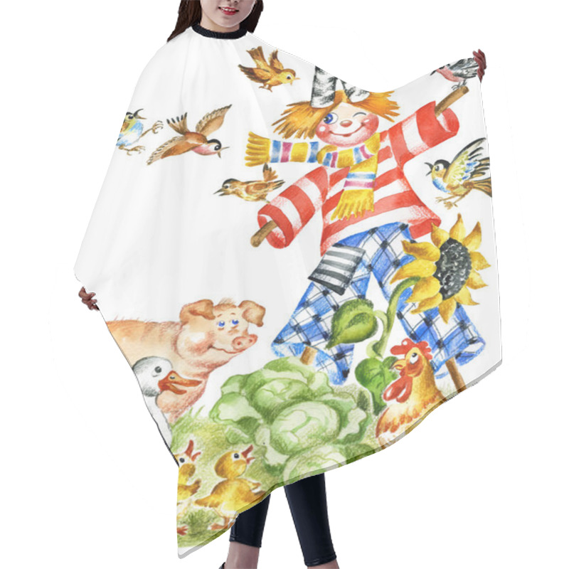 Personality  Happy Scarecrow, Pig, Goose, Hen And Chickens Hair Cutting Cape