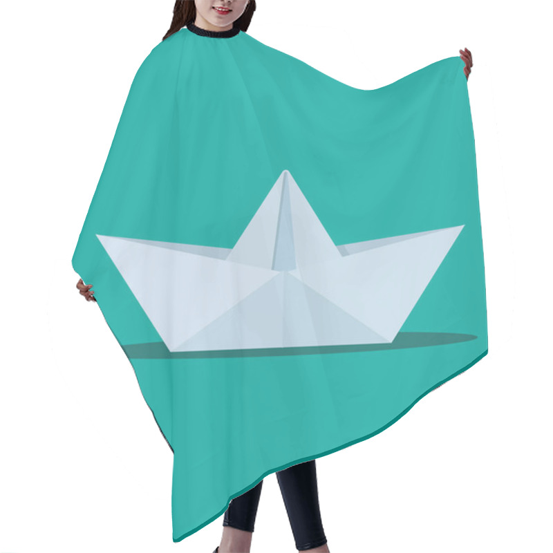 Personality  Origami Paper Boat Vector Flat Design. Hair Cutting Cape