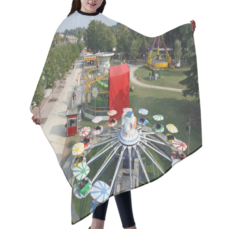 Personality  Aerial View Of An Amusement Park Hair Cutting Cape