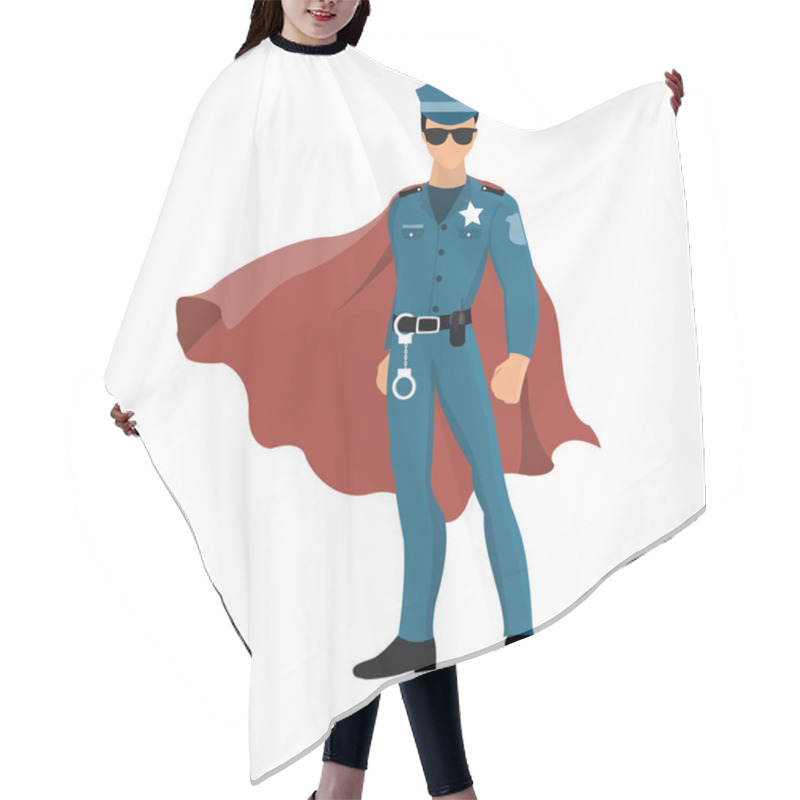 Personality  Cartoon Superhero Policeman With Red Cape Hair Cutting Cape