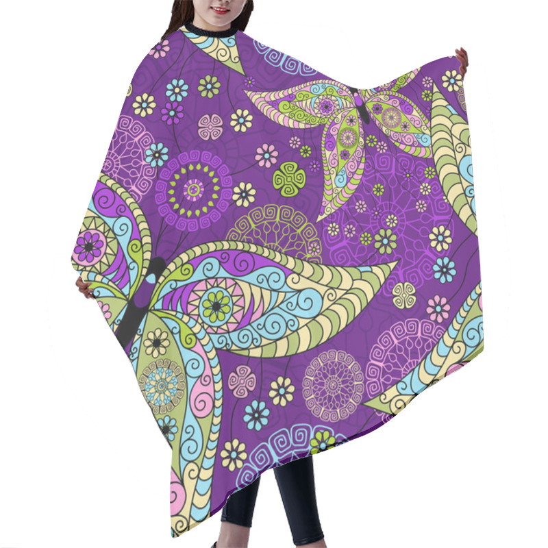 Personality  Seamless Spring Violet Pattern Hair Cutting Cape