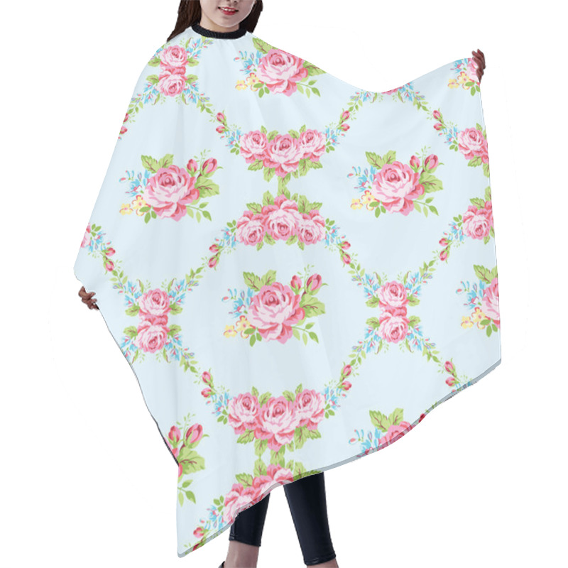 Personality  Floral Pattern With Garden Pink Roses Hair Cutting Cape