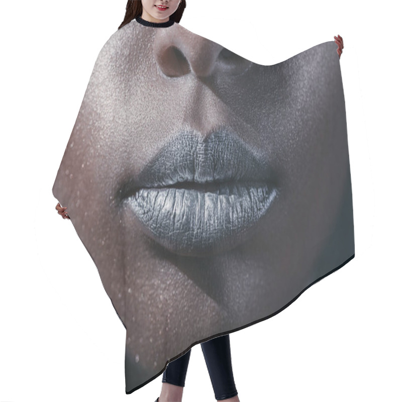 Personality  Girl With Silver Makeup  Hair Cutting Cape