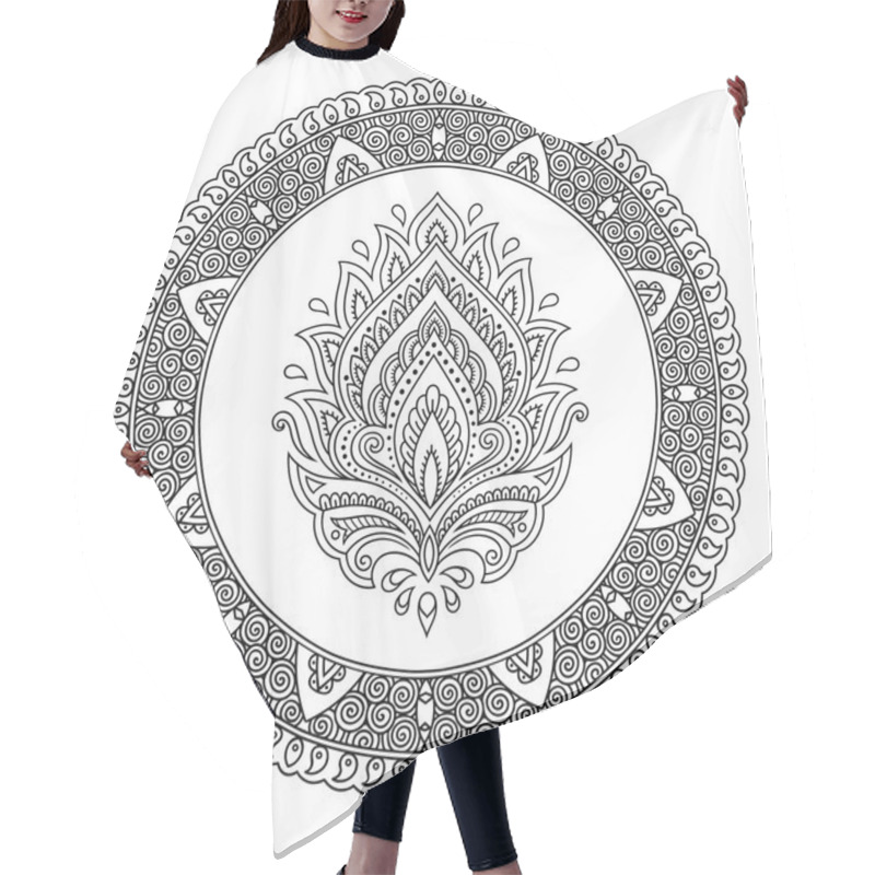 Personality  A Circular Pattern In The Form Of A Mandala.Henna Tattoo Flower Template In Indian Style. Ethnic  Floral Paisley - Lotus. Mehndi Style. Decorative Pattern In Oriental Style. Hair Cutting Cape