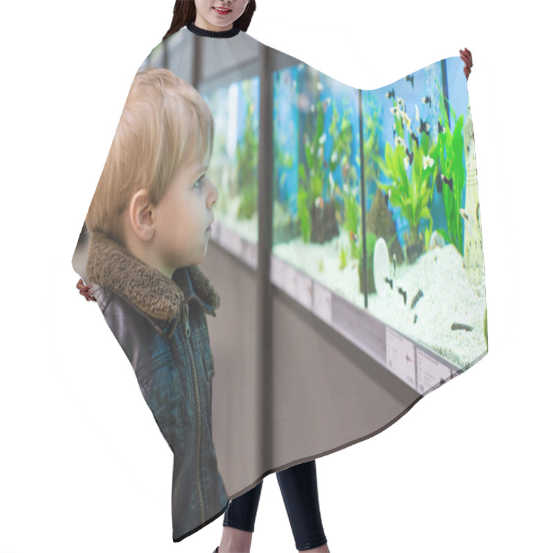 Personality  Little Boy Watches Fishes In Aquarium Hair Cutting Cape