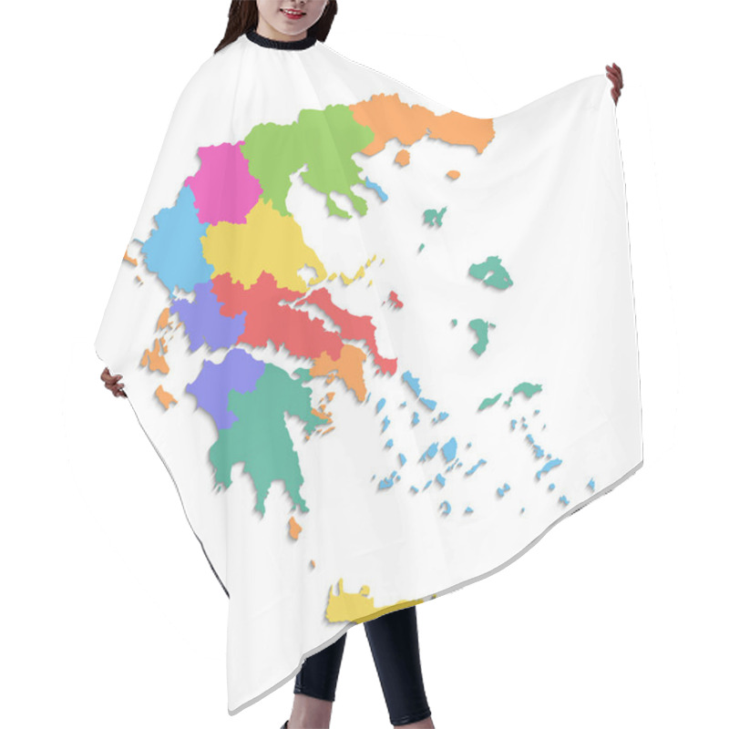 Personality  Greece Map, New Political Detailed Map, Separate Individual Regions, Isolated On White Background 3D Raster Hair Cutting Cape