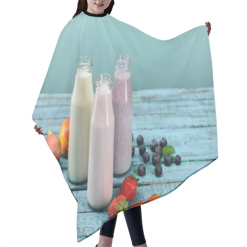 Personality  Milkshakes In Glass Bottles   Hair Cutting Cape