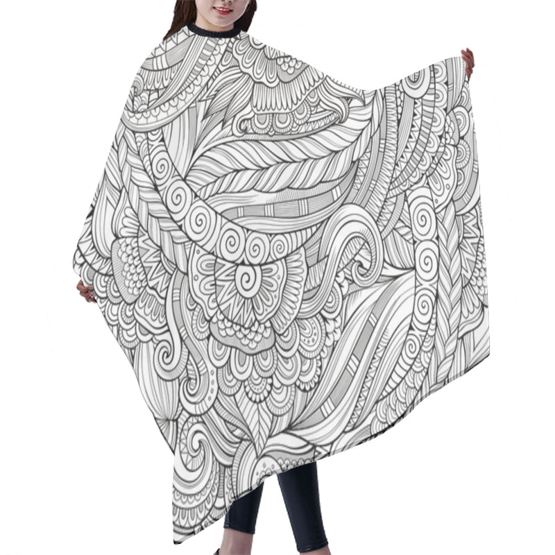 Personality  Abstract Sketchy Decorative Doodles Hand Drawn Ethnic Pattern Hair Cutting Cape