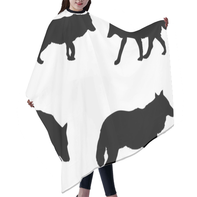 Personality  Four Wolf Silhouettes Hair Cutting Cape