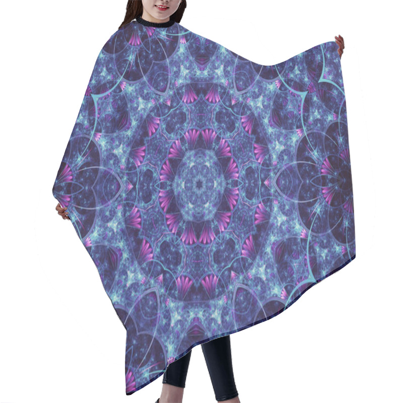 Personality  Dark Fractal Mandala With Floral Pattern, Digital Artwork For Creative Graphic Design Hair Cutting Cape