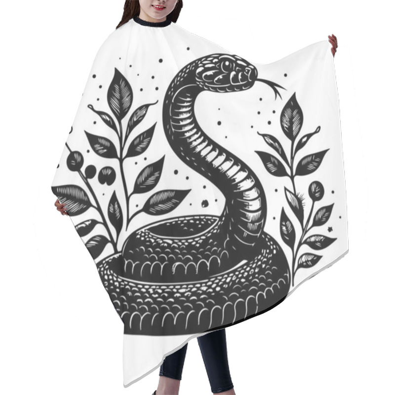 Personality  Black Mamba Snake Hand Drawn Vector Graphic Asset Hair Cutting Cape