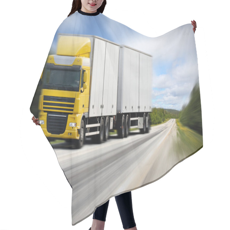 Personality  Truck Driving On Country-road Hair Cutting Cape