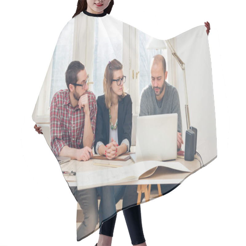 Personality  Freelance Working From Home - Several People Doing Job Remotely Using Laptop. Hair Cutting Cape