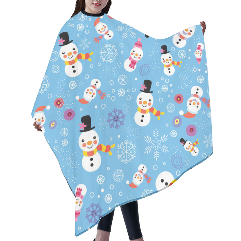 Personality  Christmas Snowman & Snowflakes Pattern Hair Cutting Cape