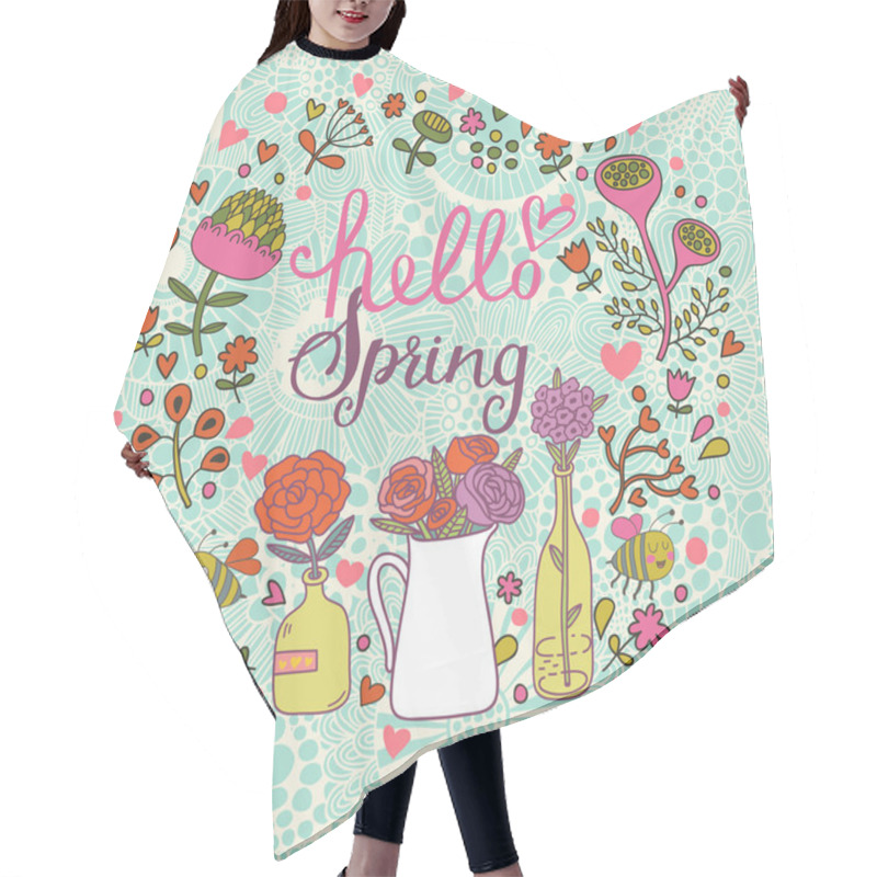 Personality  Spring Card With Cartoon Flowers Hair Cutting Cape