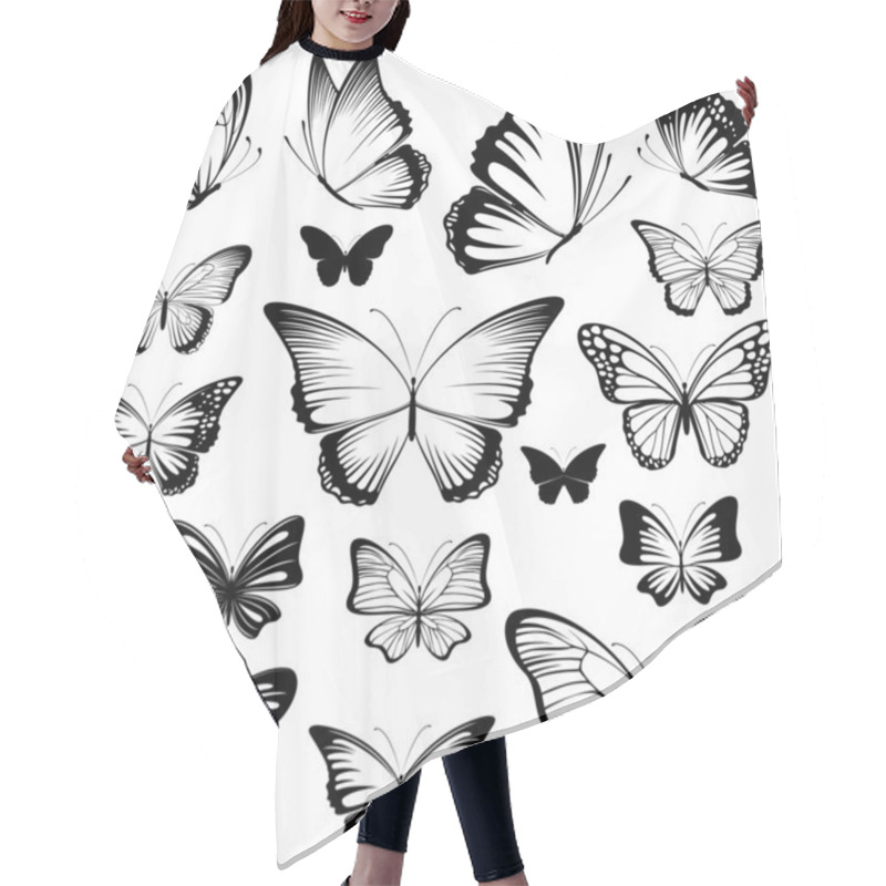 Personality  Butterfly Vector Silhouettes Hair Cutting Cape